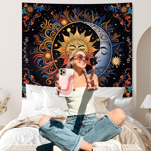 Apdidl Sun and Moon Boho Tapestry, Hippie Mandala Tapestries Wall Hanging - color: D-Boho Sun Tapestry, size: 60"L x 51"W