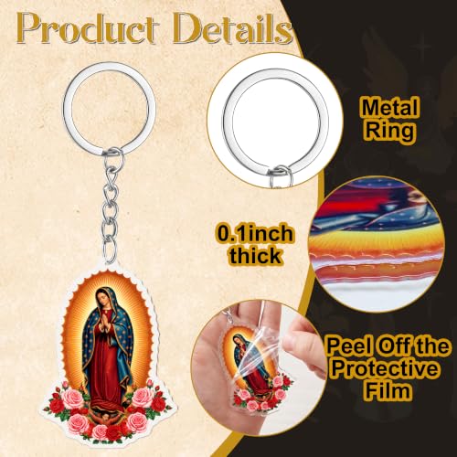 55 Set Our Lady of Guadalupe Recuerdos de Bautizo Keychains Favors