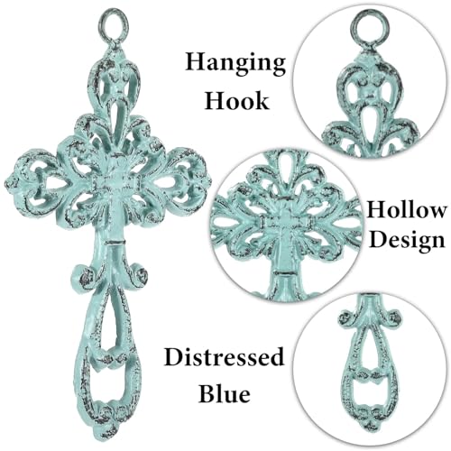 3 PCS Cast Iron Wall Crosses, Metal Decorative Hanging Crosses Wall Decor - size: 4.25" x 6.69"