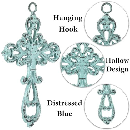 3 PCS Cast Iron Wall Crosses, Metal Decorative Hanging Crosses Wall Decor - size: 4.25" x 6.69"