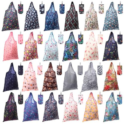 Paterr 24 Pcs Reusable Grocery Shopping Bags Foldable Bulk - style: Elegant Style