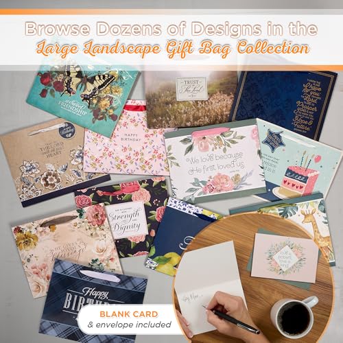 Christian Art Gifts Large Gift Bag with Card & Tissue, He First Loved Us - color: First Love Us/Green & Pink, style: Large Landscape