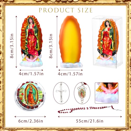 Our Lady of Guadalupe Statues with Scented Rosary Necklace,Red,60 Pcs - color: Red