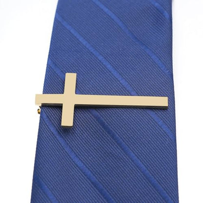 Novelty Silver Gold Black Tie Clip for Men Unique Owl Fish Shark Guitar Cross Tie Bar Neckties for Regular Wedding Business Tie Pin Clips Jewelry - style: Gold Cross