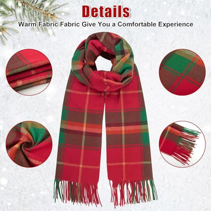 Loritta Winter Scarf for Women, Long Plaid Shawl Wraps Scarves Gifts - color: U-christmas Lattice