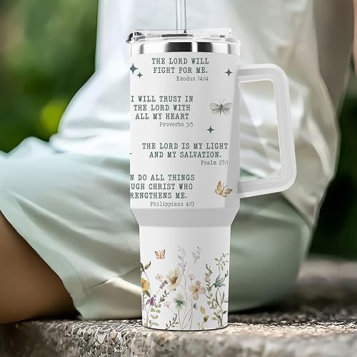 Christian Tumbler - Gifts for Christian Women - Bible Emergency Tumber - Motivational Coffee Tumbler - Gift Ideas for Christian Women, Friend, Coworkers - I Am A Child of God 40oz Tumbler with Handle - color: Child of God