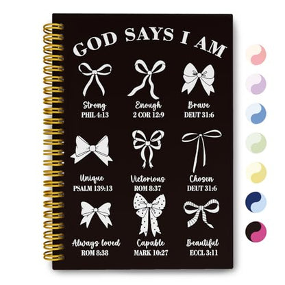 THDSE Black Bible Journal for Women, Christian Prayer Spiral Notebook - color: Black