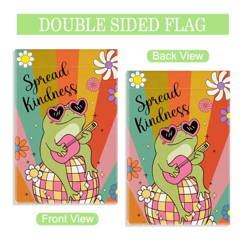 Spread Kindness 12 x 18 Inch Double Sided Frog Garden Flag - color: Colorful
