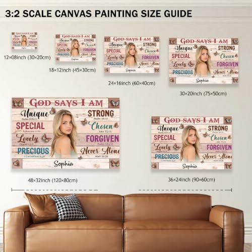 Ipplee Personalized God Says I Am Photo Canvas, Custom Name Christian - color: Design02