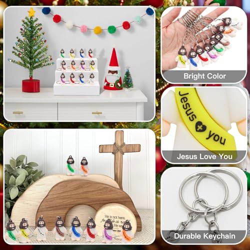 Yelakey 50/100pcs Jesus Love You Keychains Bulk Mini Jesus Figures - color: Multicolor2, size: 100 Pcs