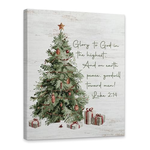 KSDUT Vintage Christmas Christian Scripture Canvas Wall Art Decor - Retro Winter Xmas Artwork Canvas Frame Hanging Prints, Religious Holiday Wall Decor for Home Farmhouse Decorations 11"x14" - color: Christmas-4