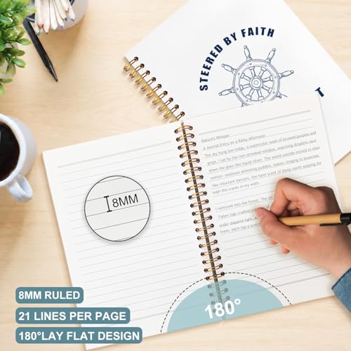 Nautical Christian Spiral Notebook 5.5x8.3 - color: White Nautical Christian Rudder