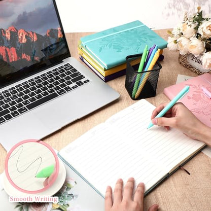 Yaomiao 12 Pcs International Womens Day Gifts for Women Bulk A5 Leather Journals and Pens with Springtime Flowers and Bible Verse Small Inspirational Prayer Gifts for Church Office School Supplies