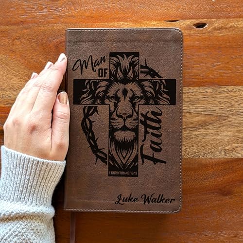 Personalized NLT Personal Size Giant Print Bible – Filament Enabled | LeatherLike Rustic Brown, Indexed Red Letter Edition | Custom Engraved | 12-Point Large Print | New Living Translation with Filament App, Verse Finder & Maps | 8.875” x 5.875” (Man of F