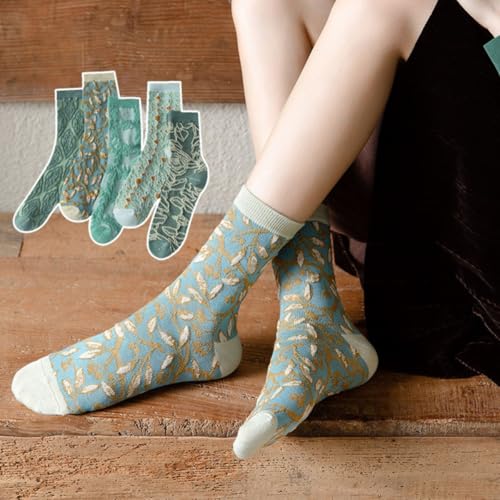 Lavish Lavender Argyle Socks for Women, Lightweight Dress Socks - color: 5pair-green