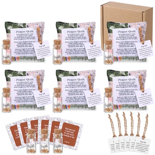 Redbaker 6 Pack Mini Pocket Prayer Quilt with Cross Inside Gift Set