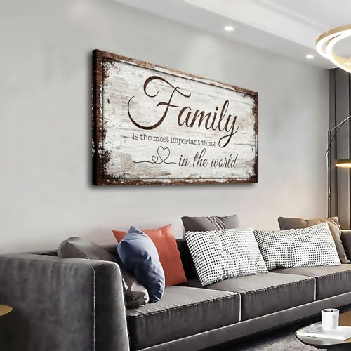 Family is Important Quotes Canvas Wall Art for Living Room|Wall Art|Family Prints Signs Framed|Wall Decor|Retro Picture Painting Artwork for Bedroom,Dining Room,Farmhouse,Home Wall Decoration,Ready to Hang 20"x40" - color: Family is Important, size: 40"L