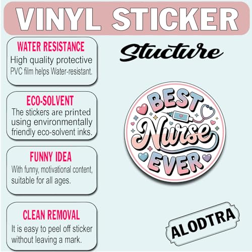 (3PCS) Best Nurse Ever Sticker Waterproof Vinyl Decal for Laptop Water Bottle Nurse Life Appreciation Nurse, Size 3" - color: Best Nurse Ever