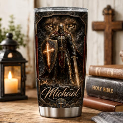 Personalized Christian Gifts For Men - Religious Man Of Faith Warrior Christ Tumbler V13 - A Child Of God Bible For Dad, Husband, Grandpa on Fathers Day, Christmas, Birthday - color: CH-VAR-13
