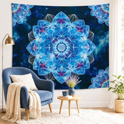 Apdidl Mandala Space Tapestry for Bedroom, Boho Blue Galaxy Sky Tapesries - color: Mandala Space Tapes try, size: 60"L x 51"W