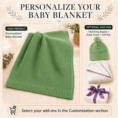 Personalized Baby Blanket with Name, GOTS Organic Custom Baby Blanket