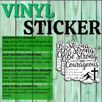 3Pcs Be Strong and Courageous Joshua 1:9 Bible Verse Stickers Christian Vinyl Sticker for Bible Journaling Jesus Faith Waterproof Sticker Water Bottle Laptop Phone Case Tumbler Mini Verse Decals 3x2.8