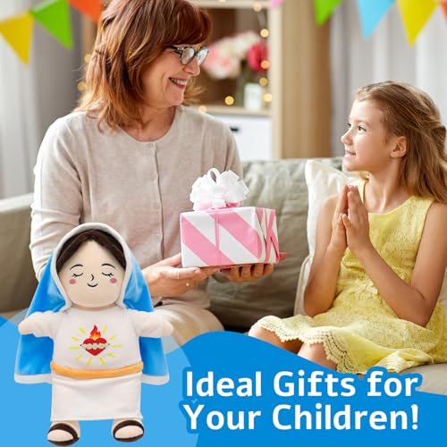 Breathing Plush Virgin Mary Doll 15" Sooth to Sleep Guardian Angel Plushie - color: White