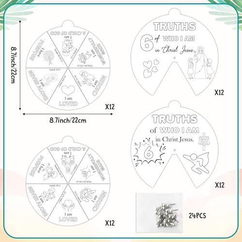 AsodSway Religious Coloring Wheel, 72Pcs DIY Paper Crafts for Sunday School