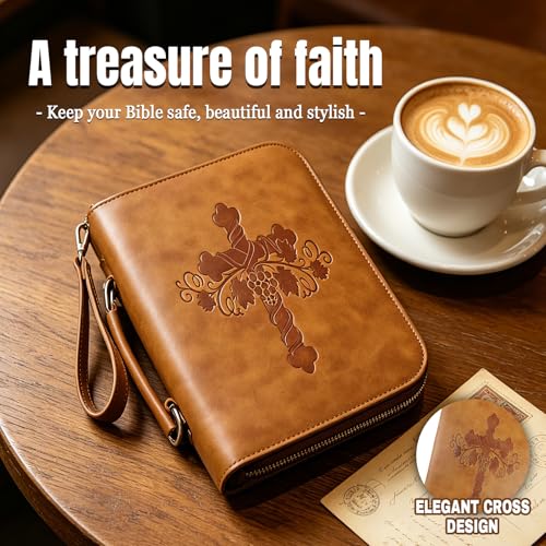 Bible Bag, Bible Accessories Organizer with Zipper and Multiple Pockets, Church Quilted Tote Bag with Handles, Bible Study Supplies for Men and Women, Christian Gifts for Women(Accessories Inside Bag)