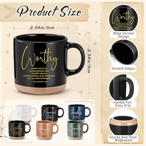 Potchen 18 Pcs Christian Church Gift 13oz Coffee Mug Journal Pen, Dark - color: Neutral Black, size: Bible
