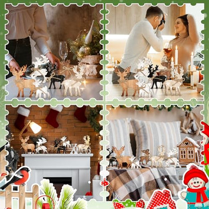 Yuntau 6 Pcs Christmas Table Decoration Wooden Elk Table Centerpieces - style: Elk