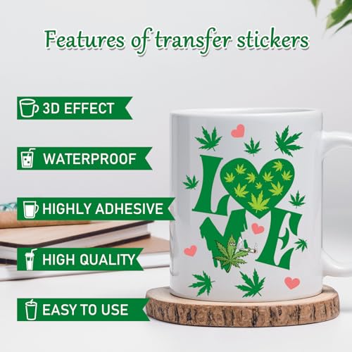 Rngmsi UV DTF Cup Wrap - 20 Sheets Weed UV DTF Cup Wraps for 16 oz Mushroom Uvdtf Cup Wraps Personalized UV DTF Decals Waterproof UV DTF Wraps for Glass Cups Wood Crafts - style: Weed