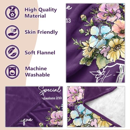 Christian Birthday Gifts for Women, Christian Religious Blanket 80''x 60'' - color: Deep Purple, size: 80"x60"