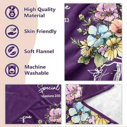 Christian Birthday Gifts for Women, Christian Religious Blanket 80''x 60'' - color: Deep Purple, size: 80"x60"