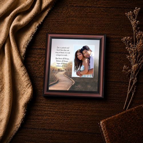 Love is Patient Love is Kind Bible Verse Wall Art, 1 Corinthians 13, Framed - color: Walnut