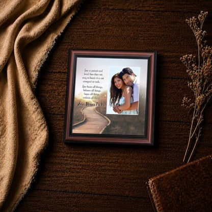 Love is Patient Love is Kind Bible Verse Wall Art, 1 Corinthians 13, Framed - color: Walnut