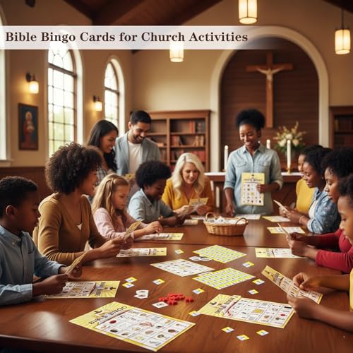 FLYAB Bible Bingo Game for Kids Adults 26 Players Christian Bingo Cards - color: Yellow