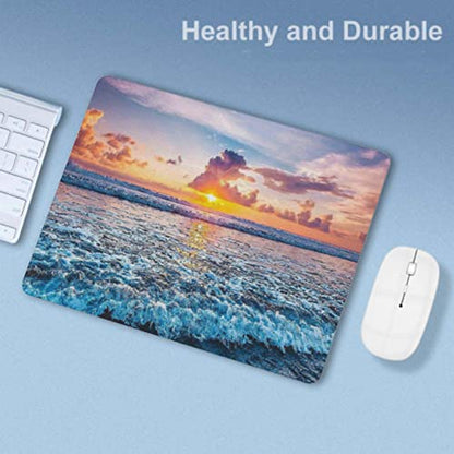 Sunset Ocean Wave Mouse Pad, Square Mousepad,Waterproof Mouse Mat Non-Slip Rubber Base MousePads for Office Home Laptop Travel, 9.5"x7.9"x0.12" Inch - color: S1004
