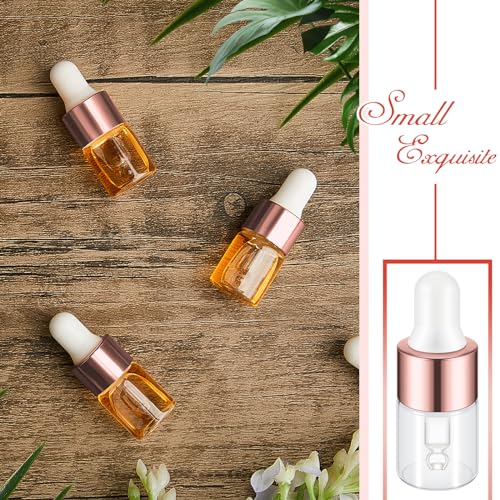 Didaey 100 Pcs Mini Glass Oil Dropper Bottle, 2 ml, Rose Gold - color: Rose Gold, size: 2 ml