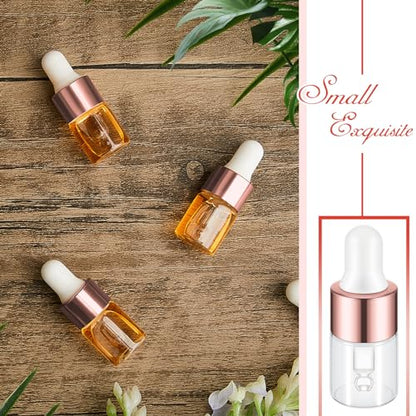 Didaey 100 Pcs Mini Glass Oil Dropper Bottle, 2 ml, Rose Gold - color: Rose Gold, size: 2 ml
