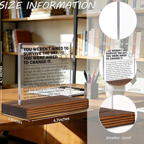 Motivational Office Desk Sign for Coworker Employee Boss, You Weren’t Hired to Survive the Day Inspirational Acrylic Plaque, Leadership Encouragement Gift Decor EC420 - style: Coworker Employee Boss