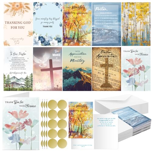 Affrolling 50 Pack Christian Ministry Appreciation Cards Bulk with Envelope - style: Ministry