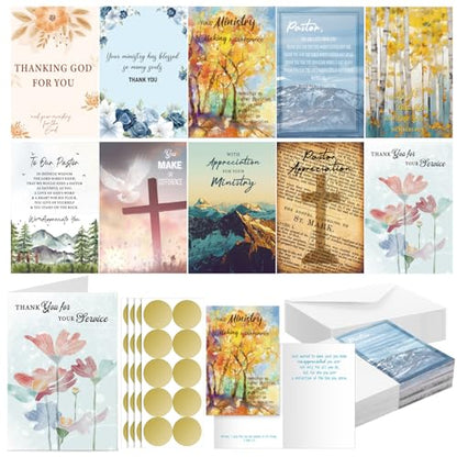 Affrolling 50 Pack Christian Ministry Appreciation Cards Bulk with Envelope - style: Ministry