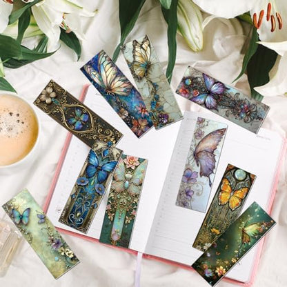 Fantasy Butterfly Bookmarks Gifts - 100 Pcs Fairy Tale Butterfly Bookmark Paper Floral Aesthetic Art Book Mark Page Clips for Women Men Book Lovers Students Teachers Bookish Reading Gifts - color: Fantasy Butterfly
