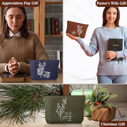 Huhumy 12 Pcs Christian Makeup Bag, Neutral Colors, Aesthetic - color: Neutral Colors, style: Aesthetic