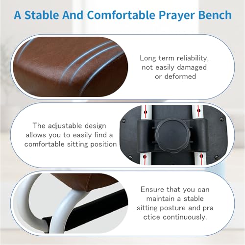 Menolana Kneeling Meditation Stool Chair Anti Slip Ergonomic Comfortable Prayer Bench Adjustable for Studio Yoga Praying Home Kneeler - color: Brown