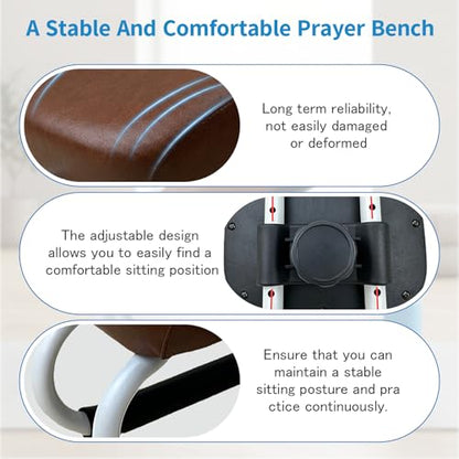 Menolana Kneeling Meditation Stool Chair Anti Slip Ergonomic Comfortable Prayer Bench Adjustable for Studio Yoga Praying Home Kneeler - color: Brown