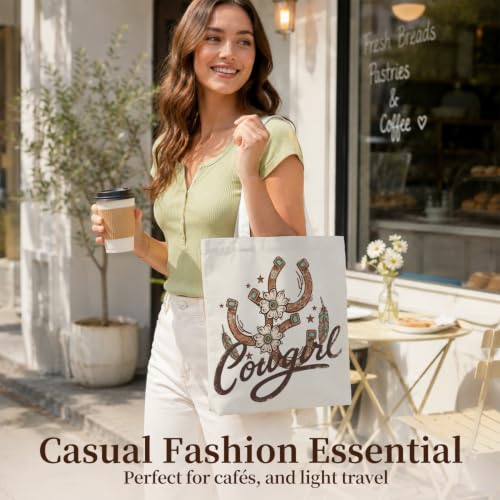 Western Cowgirl Canvas Tote Bag Cowgirl Gifts - color: Western Cowboy Theme 9