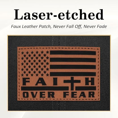 Jesus Hat Christian Gifts for Men American Flag Hats Faith Over Fear Hat Fathers Day Christmas Birthday Gifts for Friend - color: Faith