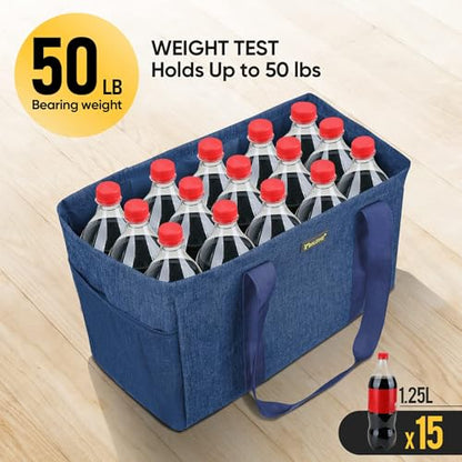 BALEINE Soft 9 Gallon Extra Large Utility Tote, Foldable Reusable Storage Bag (Denim Blue) - color: Denim Blue, size: 1-Pack